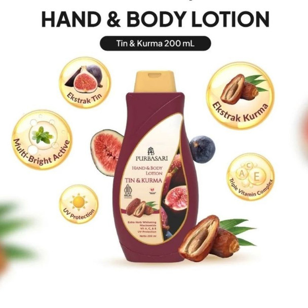 Purbasari Hand & Body Lotion Tin & Kurma, 200ml