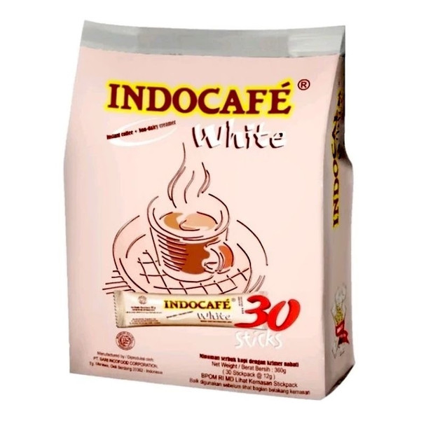 Indocafe Instant Coffee Non-Dairy Creamer White, 360gr (@12gr x 30 sticks)