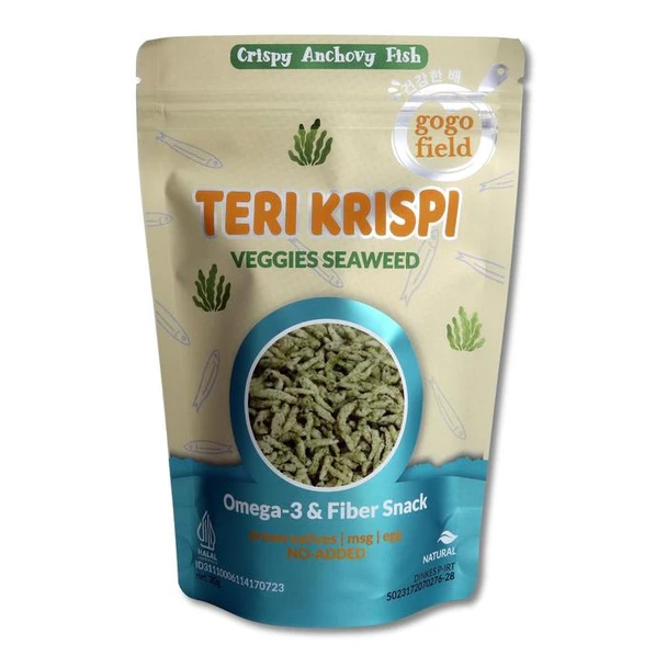 Gogofield Crispy Anchovies Non-MSG Veggies Seaweed (Teri Krispi), 30gr