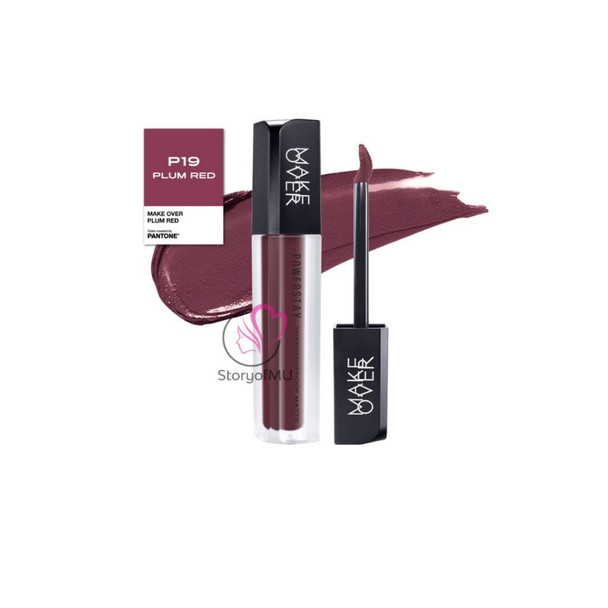 MAKE OVER Powerstay Transferproof Matte Lip Cream P19 Plum Red, 4.5gr