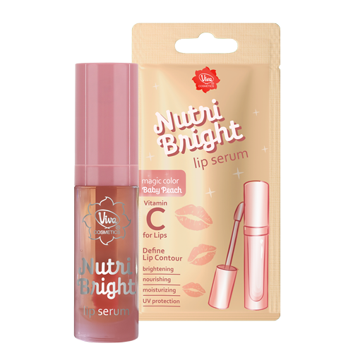 Viva Nutri Bright Lip Serum Baby Peach, 2.5 ml