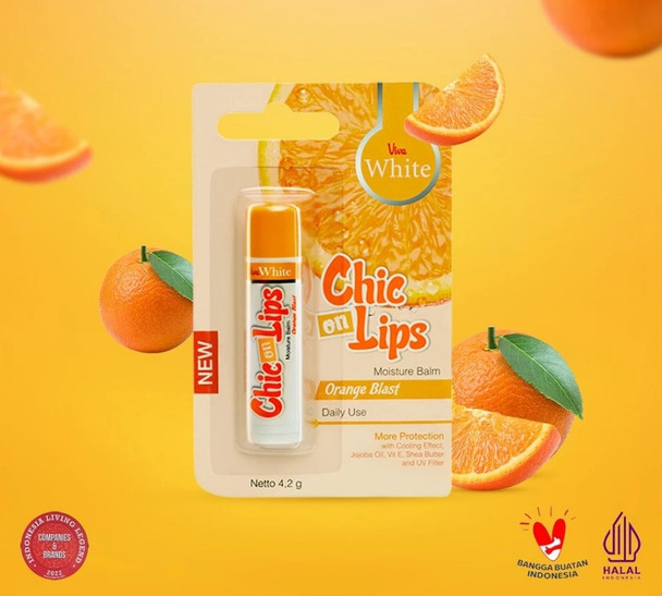 Viva White Moisture Balm Chic On Lips Orange Blast, 4.2g
