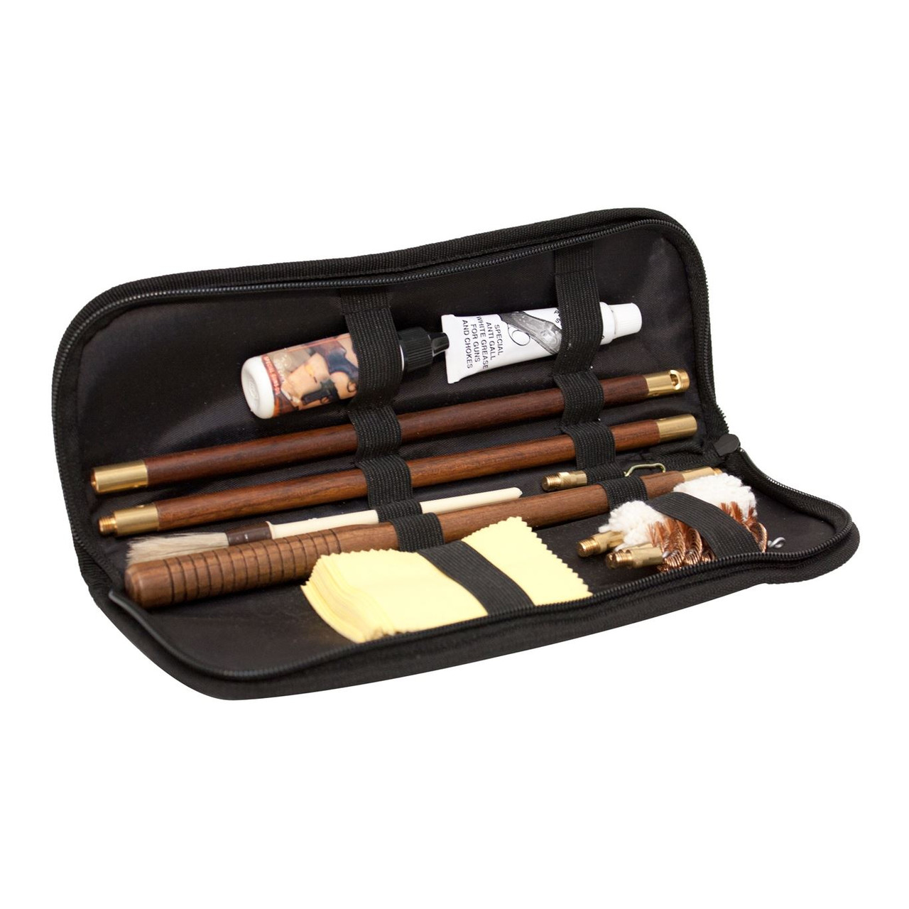 Shotgun Cleaning Kit 12 Gauge Travel Pouch Wooden Rods