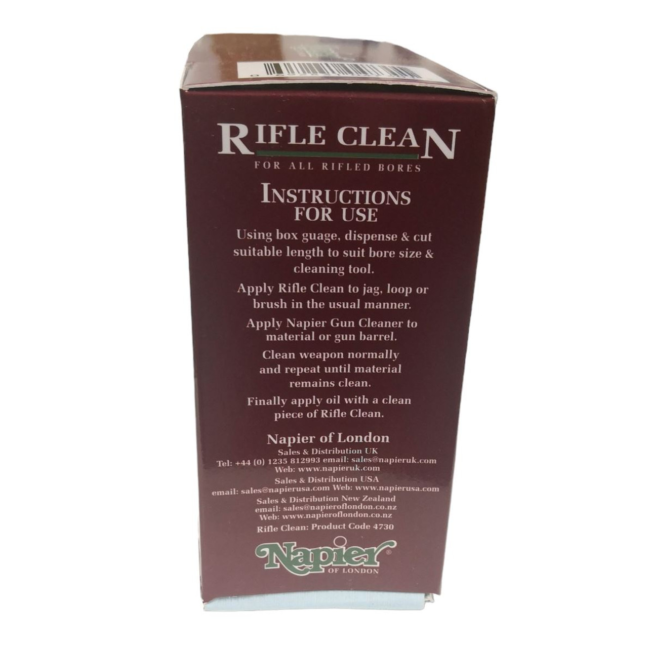 Napier Rifle Clean Cleaning Patches Boxed 14 Metre Roll