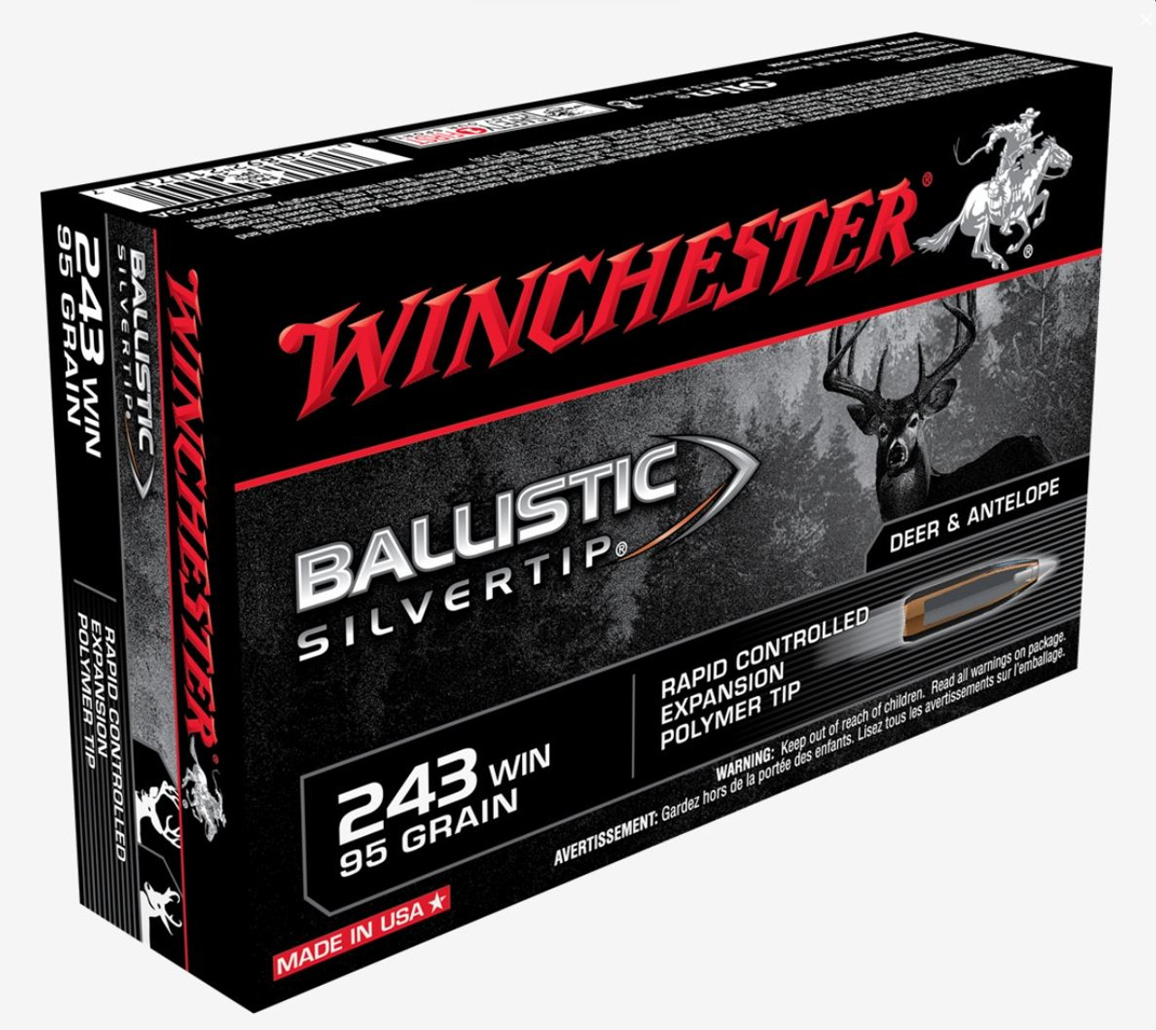 Winchester .243 WIN 95gr Ballistic Silvertip 20 Rounds