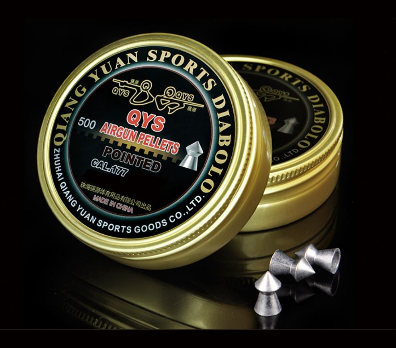 QYS Pointed Nose Heavy .177 4.5mm 9.56gr Airgun Pellets Tin of 500