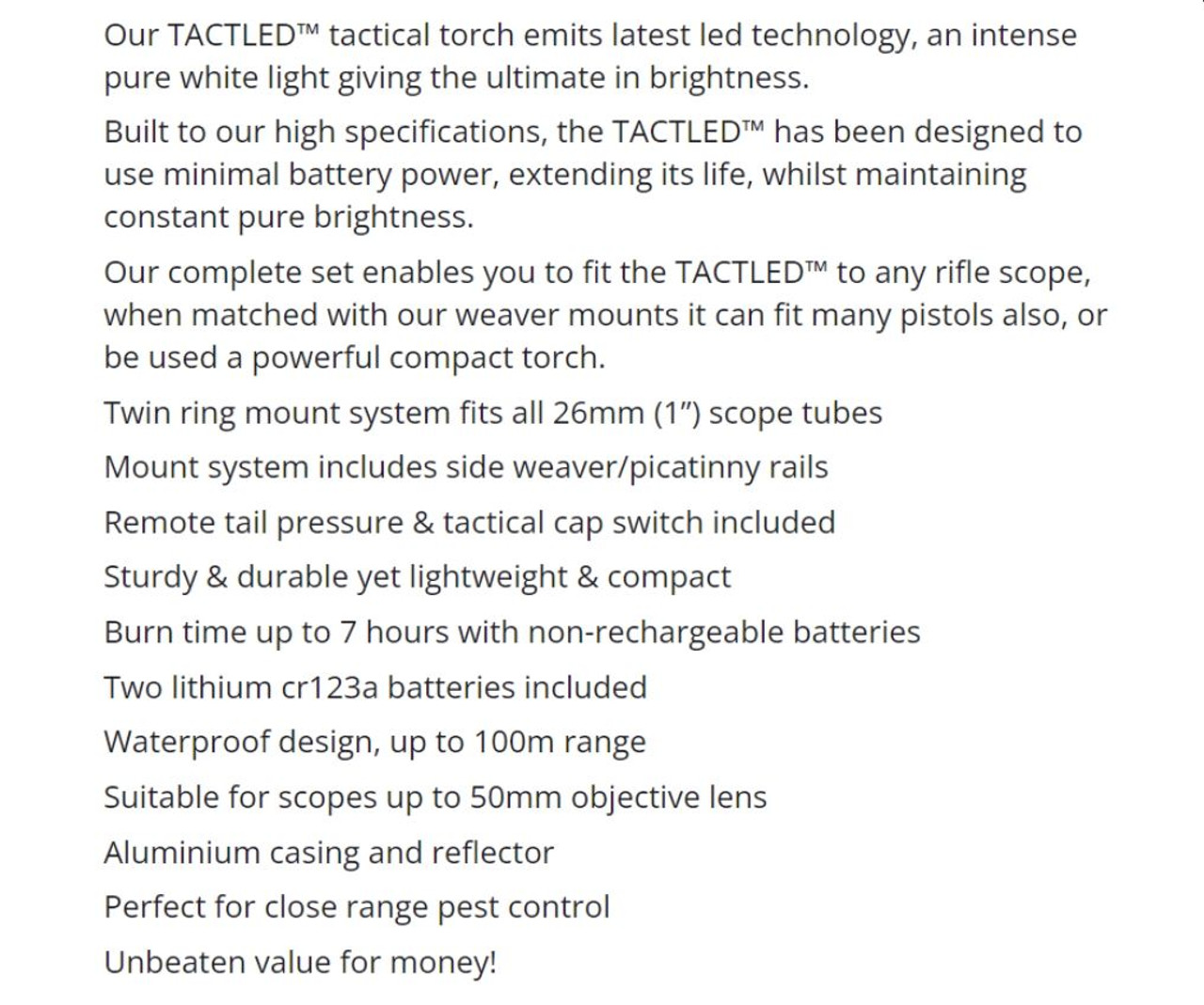 Remington TactLED LED Gun Flashlight Hunting Lamp 1200 Lumens with Mounts