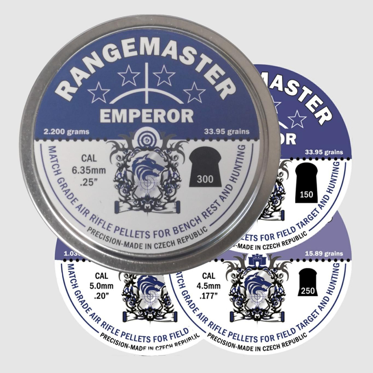 Rangemaster Emperor .25 33.95gr 6.35mm Airgun Pellets Tin of 300