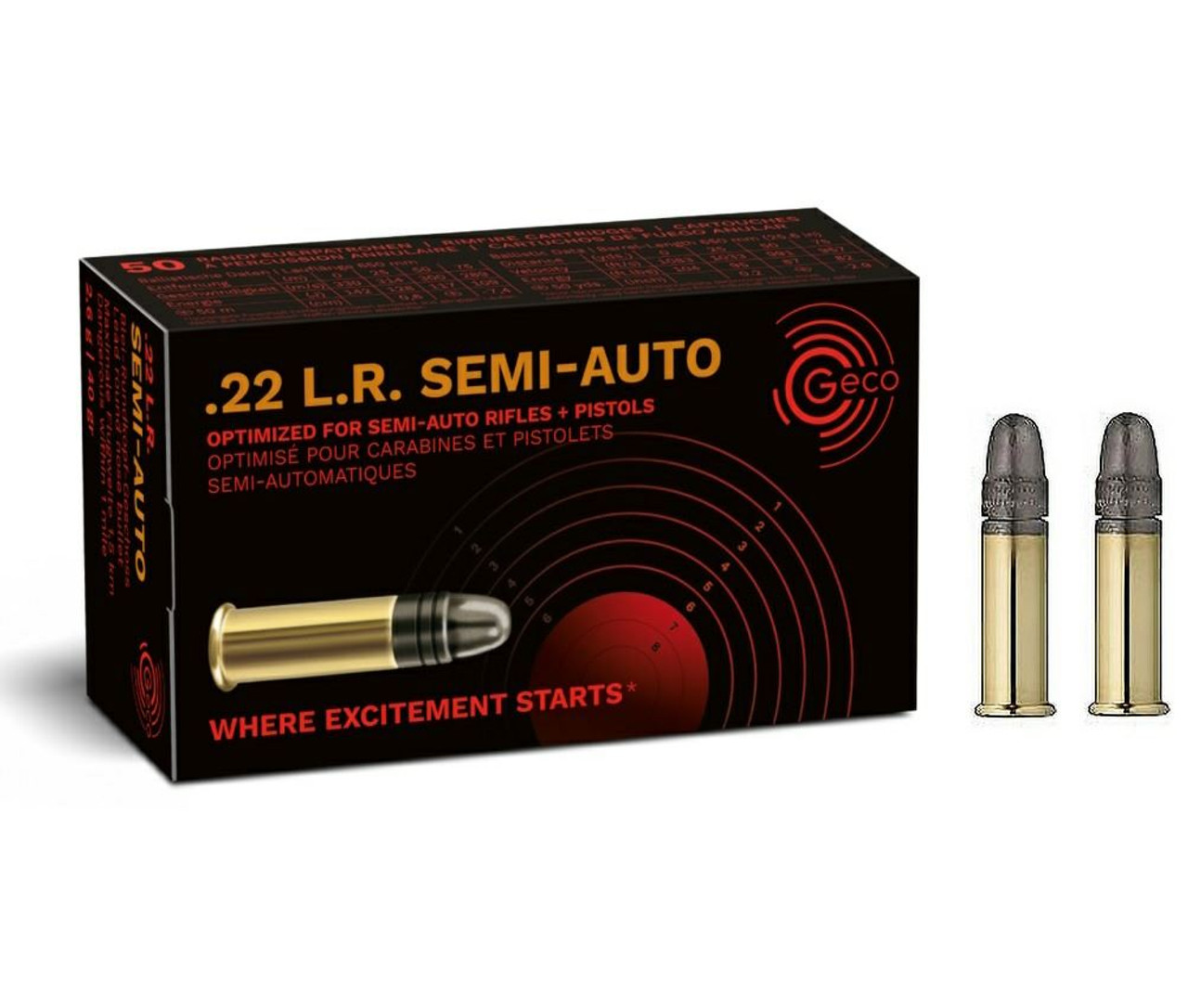 Ammo GECO Semi-Auto .22LR LR 40gr 50 rounds