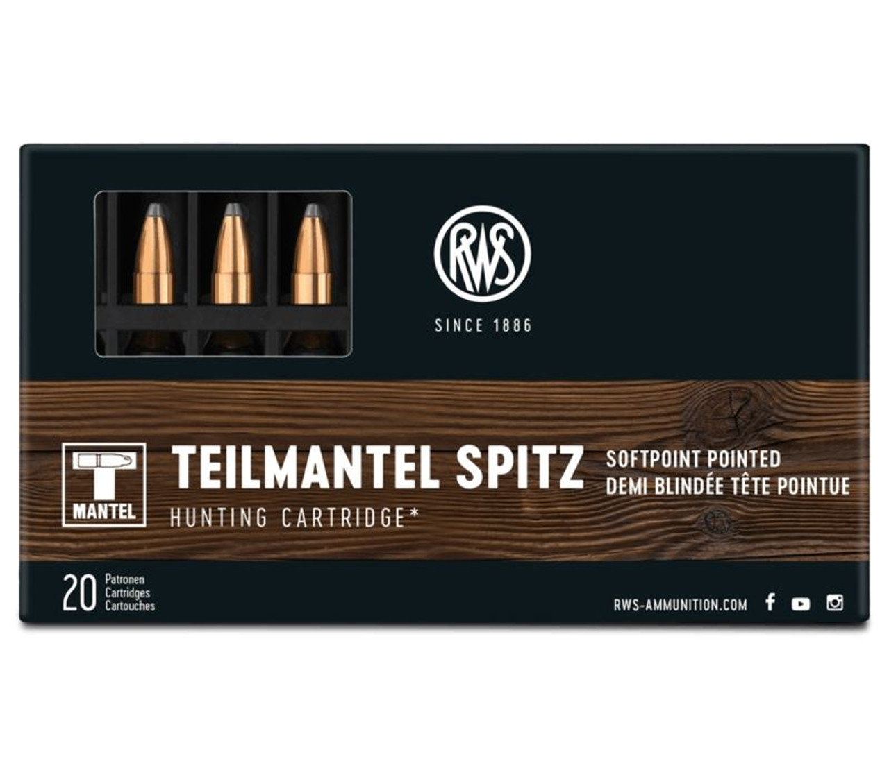 RWS TMS Softpoint Pointed 50gr .223 REM 20 Rounds