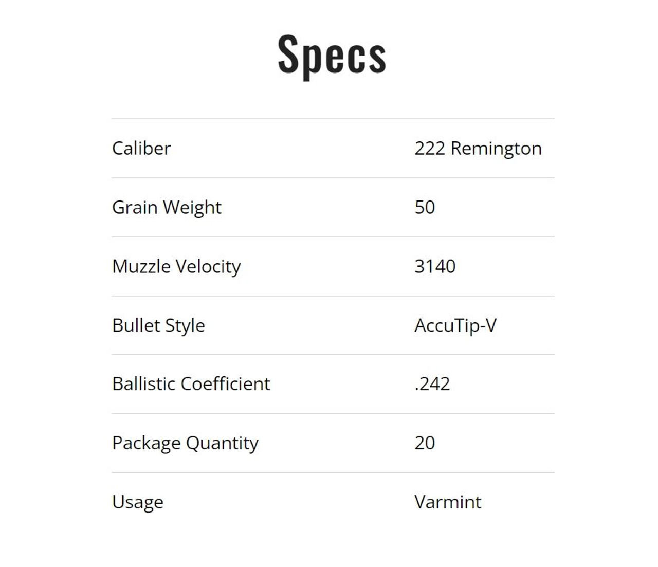 Remington Premier Accutip-V 50gr .222 REM 20 rounds Remington Premier Accutip-V 50gr .222 REM 20 rounds