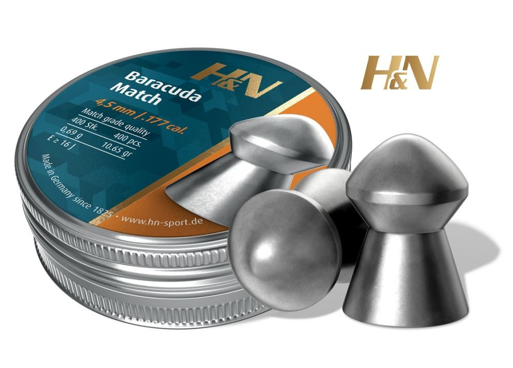 H&N Baracuda Match Airgun Pellets .177 4.51mm Tin of 400