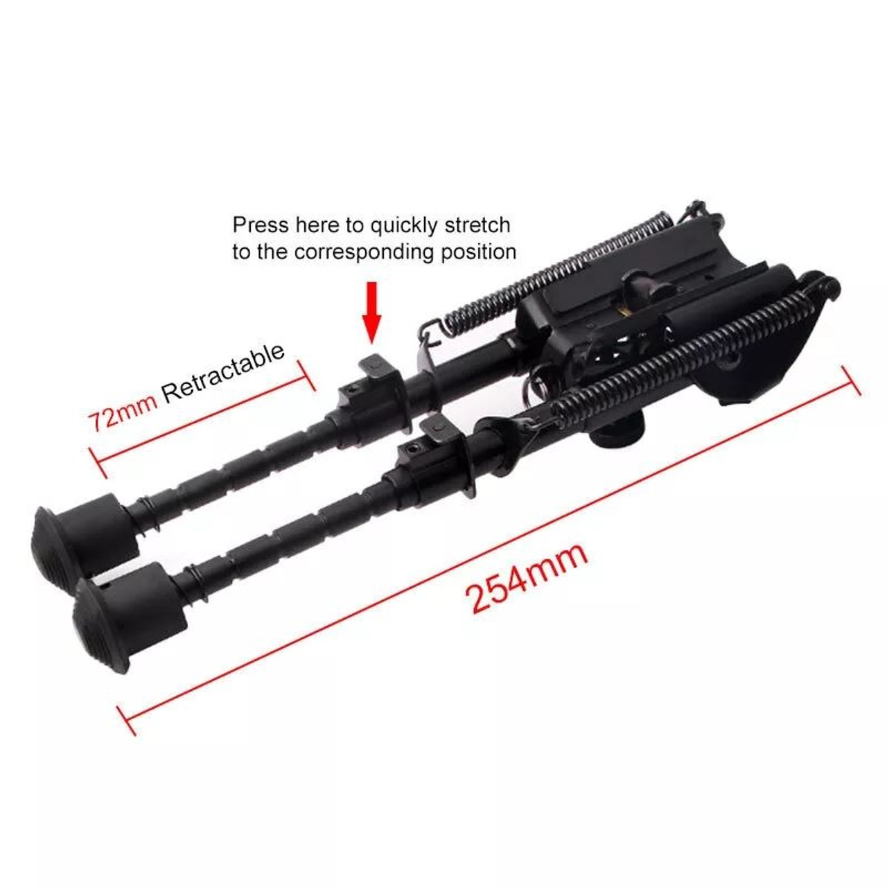 Universal Stud Bipod with Picatinny Weaver adapter 6-9" Spring Legs