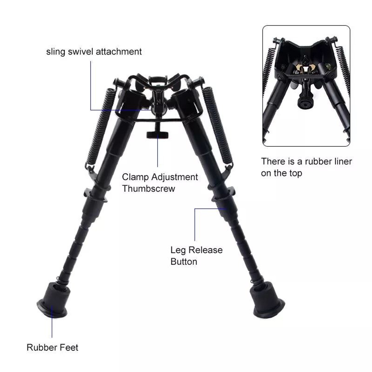 Universal Stud Bipod with Picatinny Weaver adapter 6-9" Spring Legs