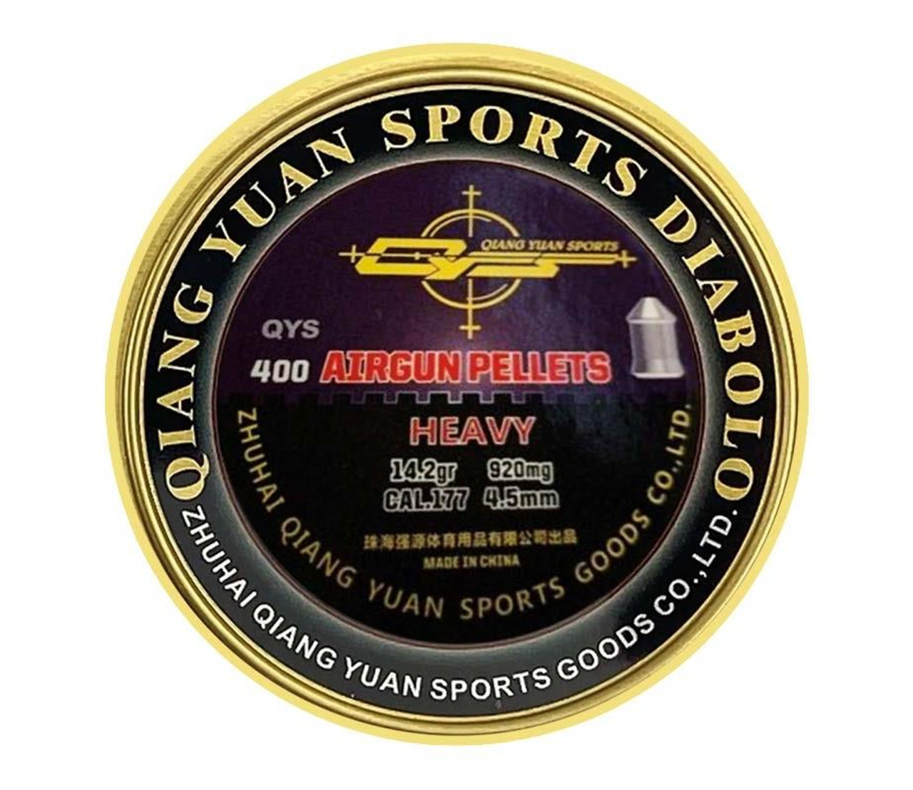 QYS Magnum .177 4.50mm 14.2gr Airgun Pellets Tin of 400 QYS Magnum .177 4.50mm 14.2gr Airgun Pellets Tin of 400