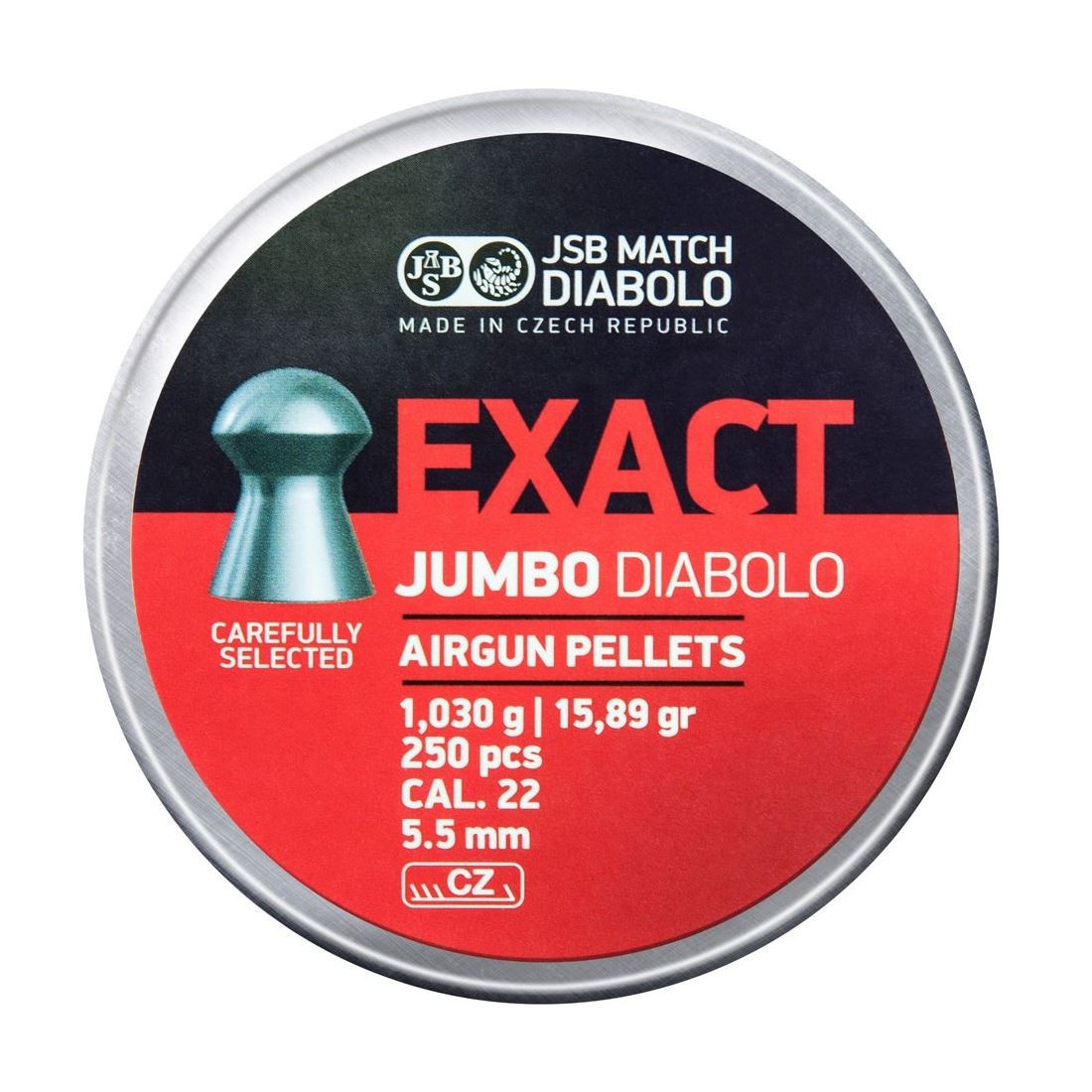 JSB Exact Jumbo Diabolo .22 5.52mm 15.89gr Airgun Pellets Tin of 500