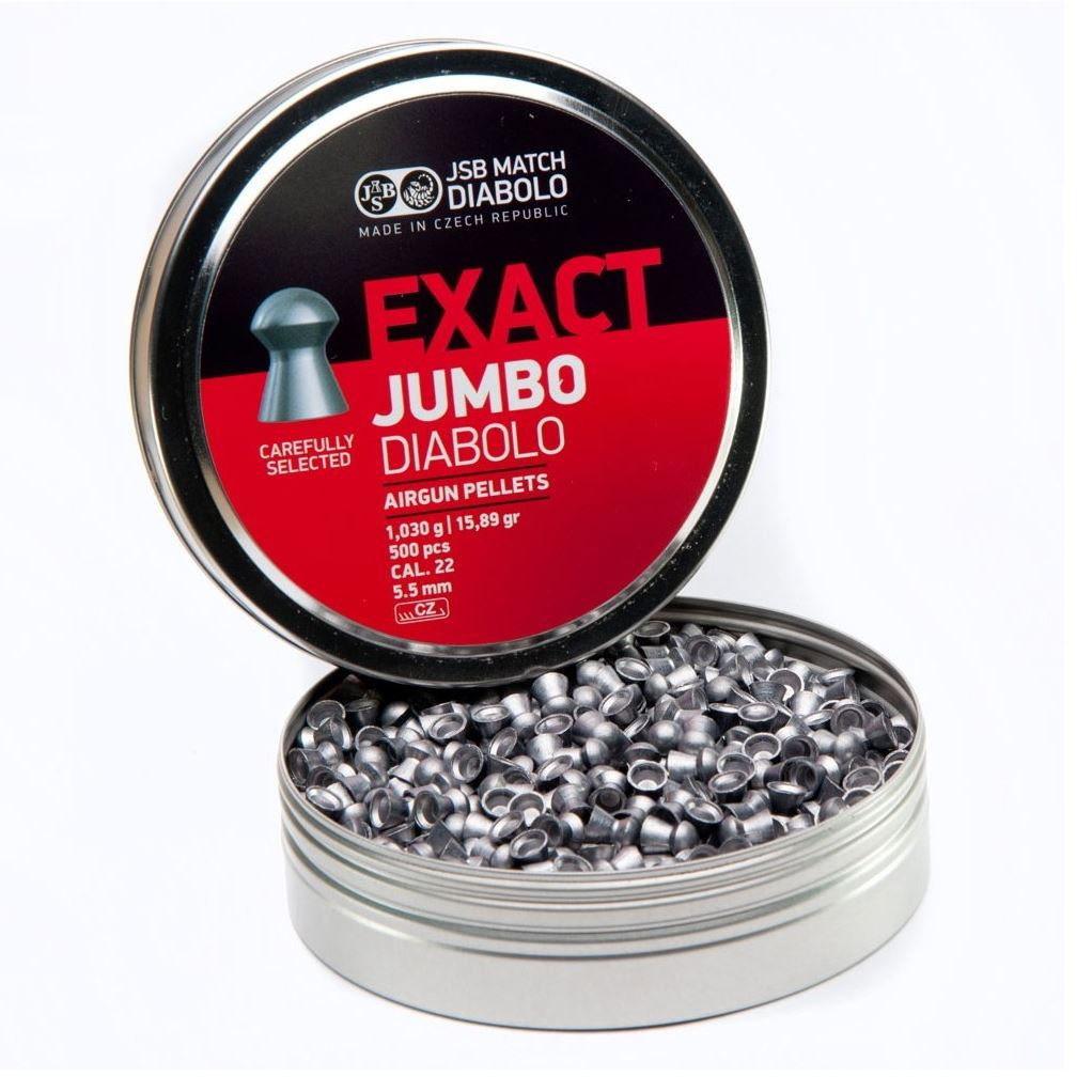JSB Exact Jumbo Diabolo .22 5.52mm 15.89gr Airgun Pellets Tin of 500