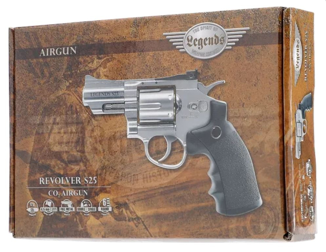Legends Revolver S25 2.5" Barrel .177 Pellet CO2, Silver by Umarex