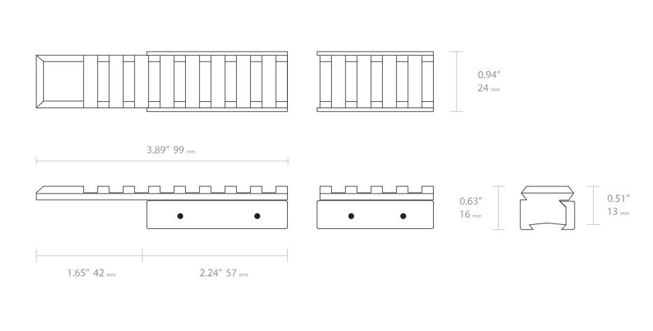 Hawke Dovetail to Picatinny Adaptor Extended Base 9-11mm 2pce