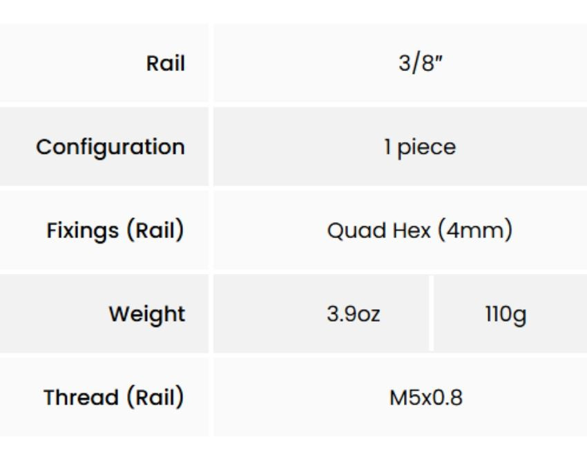 Hawke Dovetail to Picatinny Elevator Rail 1pce adjustable elevation angle
