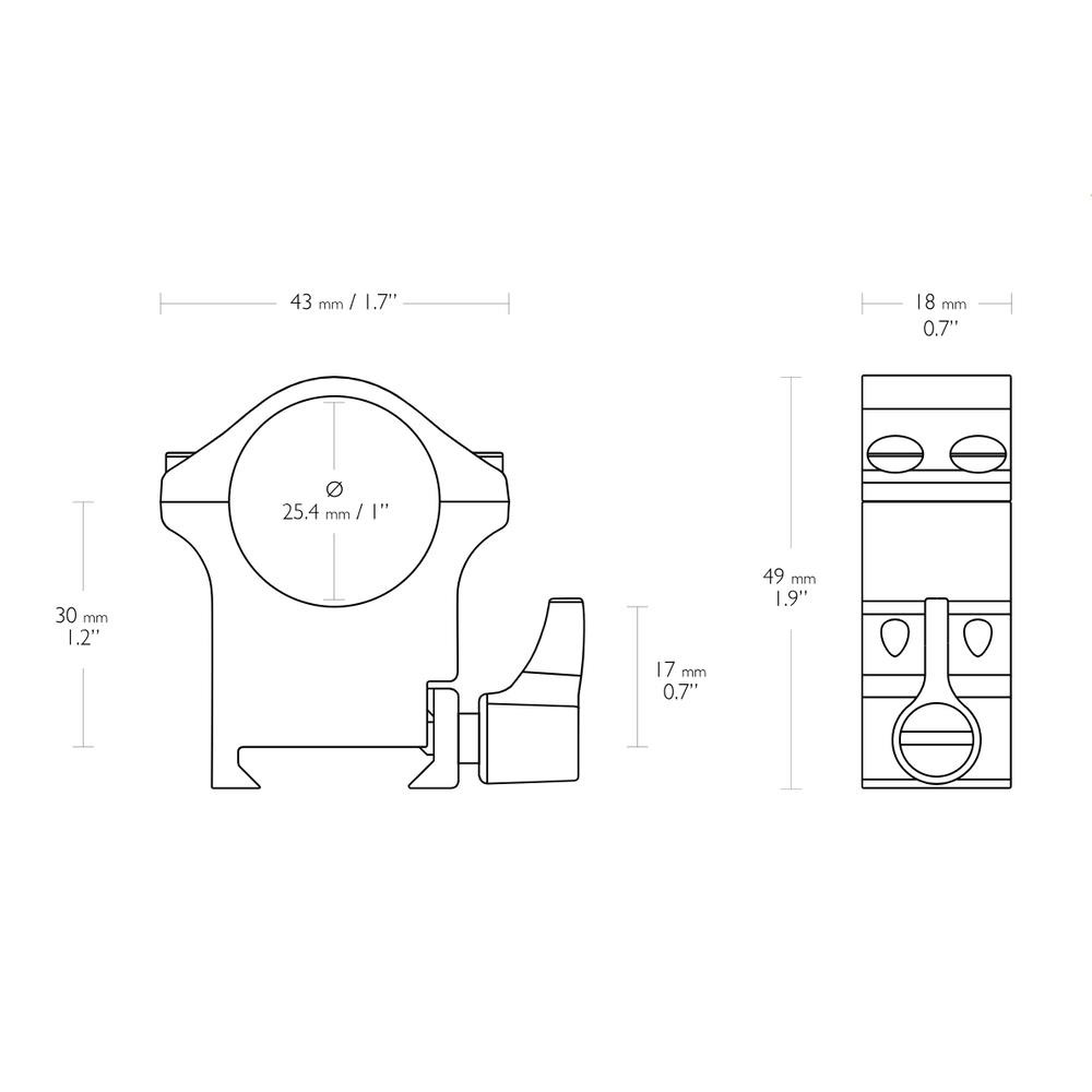 Hawke Rifle Scope Professional Steel Mounts Weaver High 1 inch 2 piece