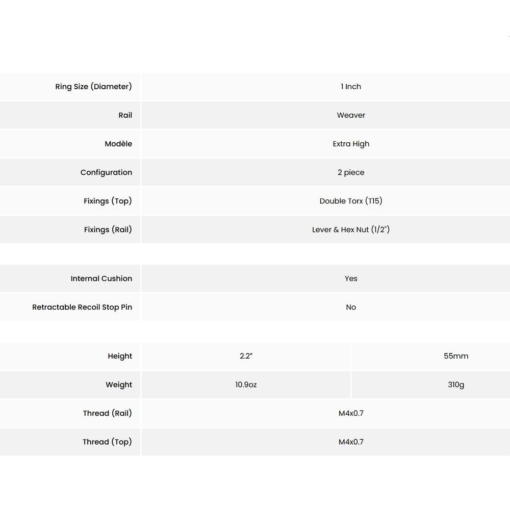 Hawke Rifle Scope Professional Steel Mounts Weaver Extra High 1 inch 2 piece