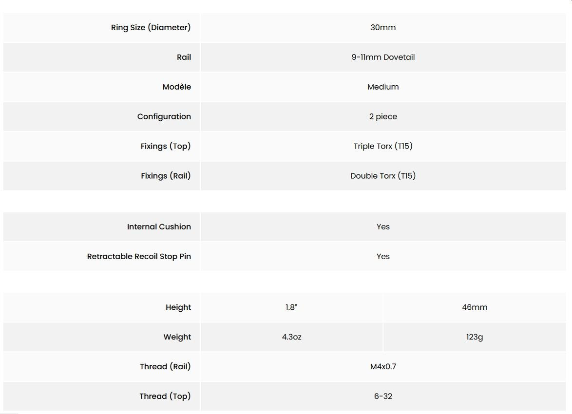 Hawke Rifle Scope Tactical Match Mounts 9-11mm Medium 30mm 2 piece