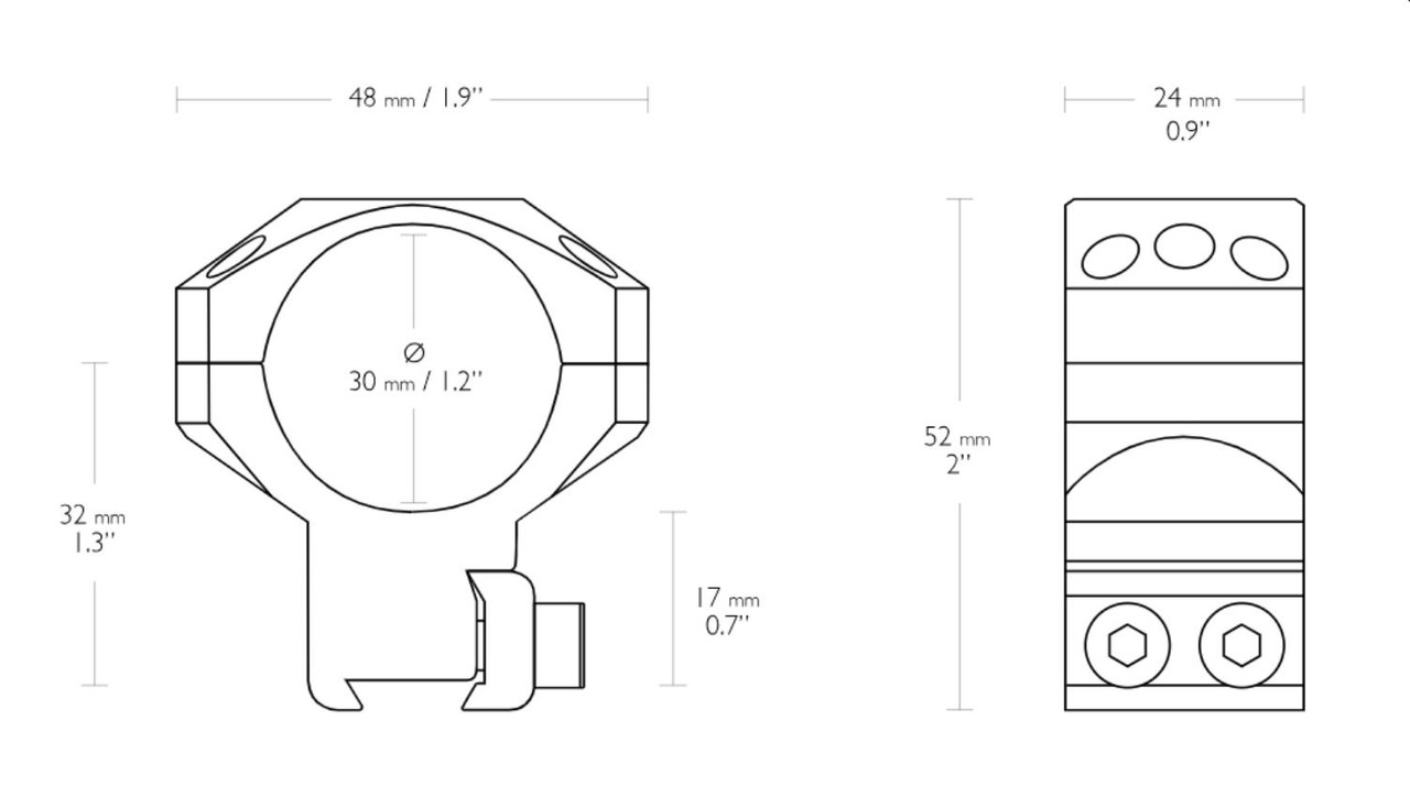 Hawke Rifle Scope Tactical Match Mounts 9-11mm High 30mm 2 piece