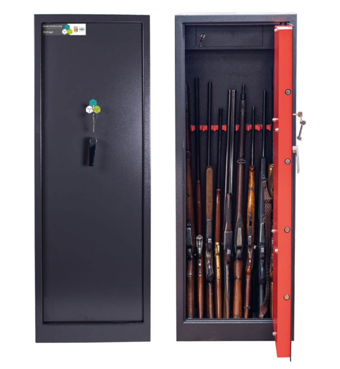 Burton Safes Pioneer 10 Gun Safe Cabinet 10 Rifles with Locking Top Box