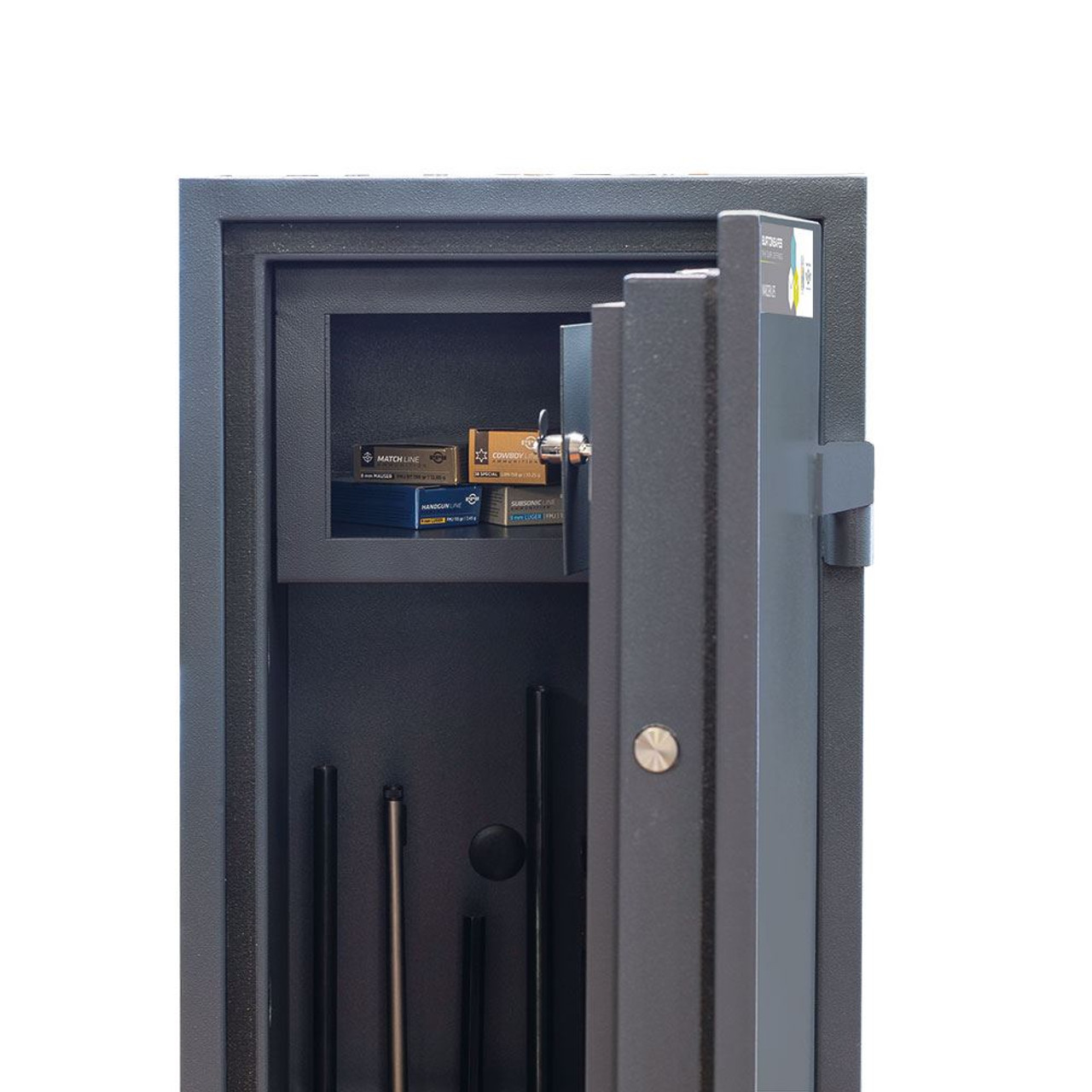 Burton Safes Warden LFS Gun Safe 6 Rifles with Key Entry and Locking Top Box