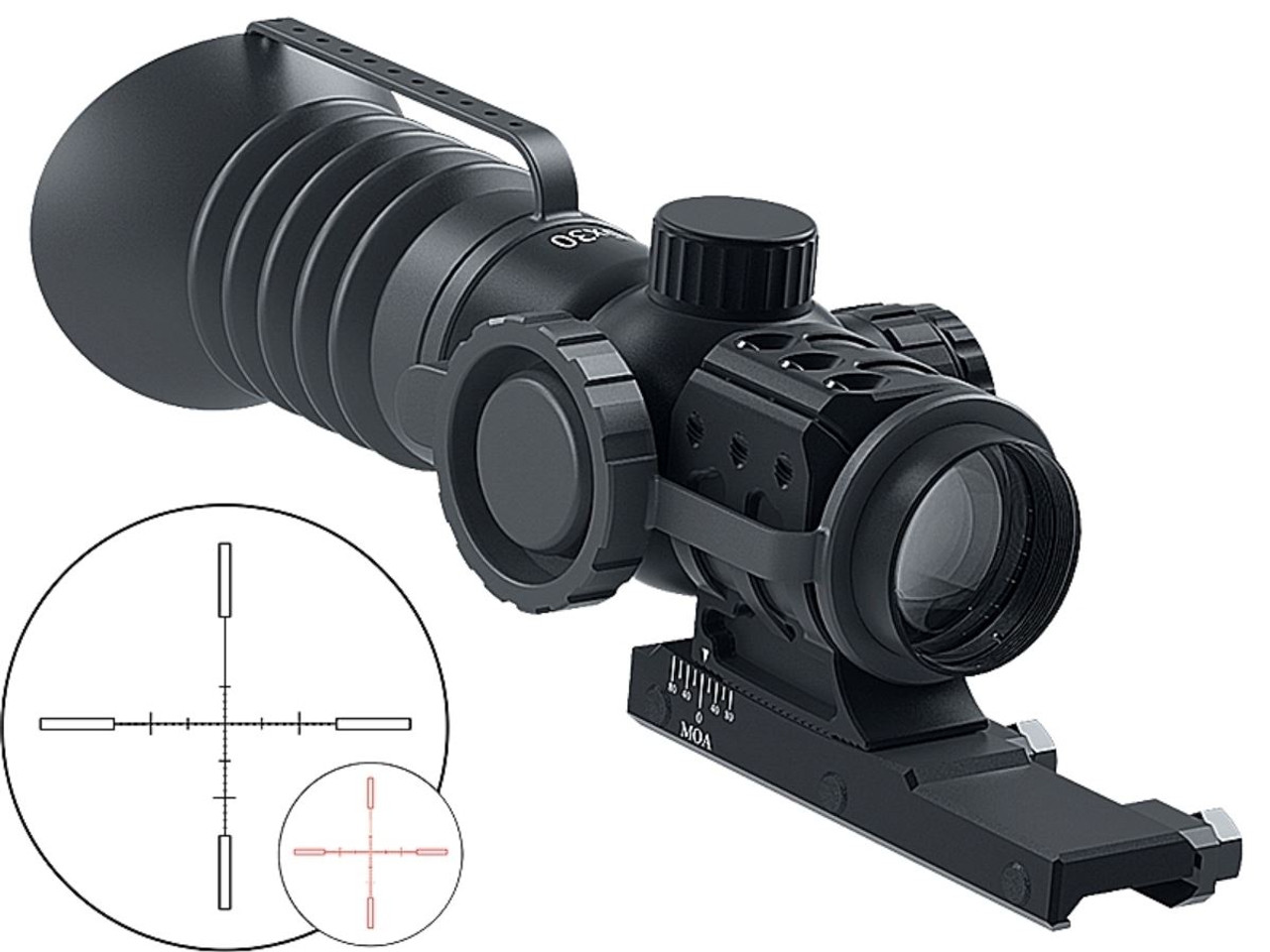 Immersive Optics 5x30 Prismatic Rifle Scope Mildot with MOA Adjustable Mounts