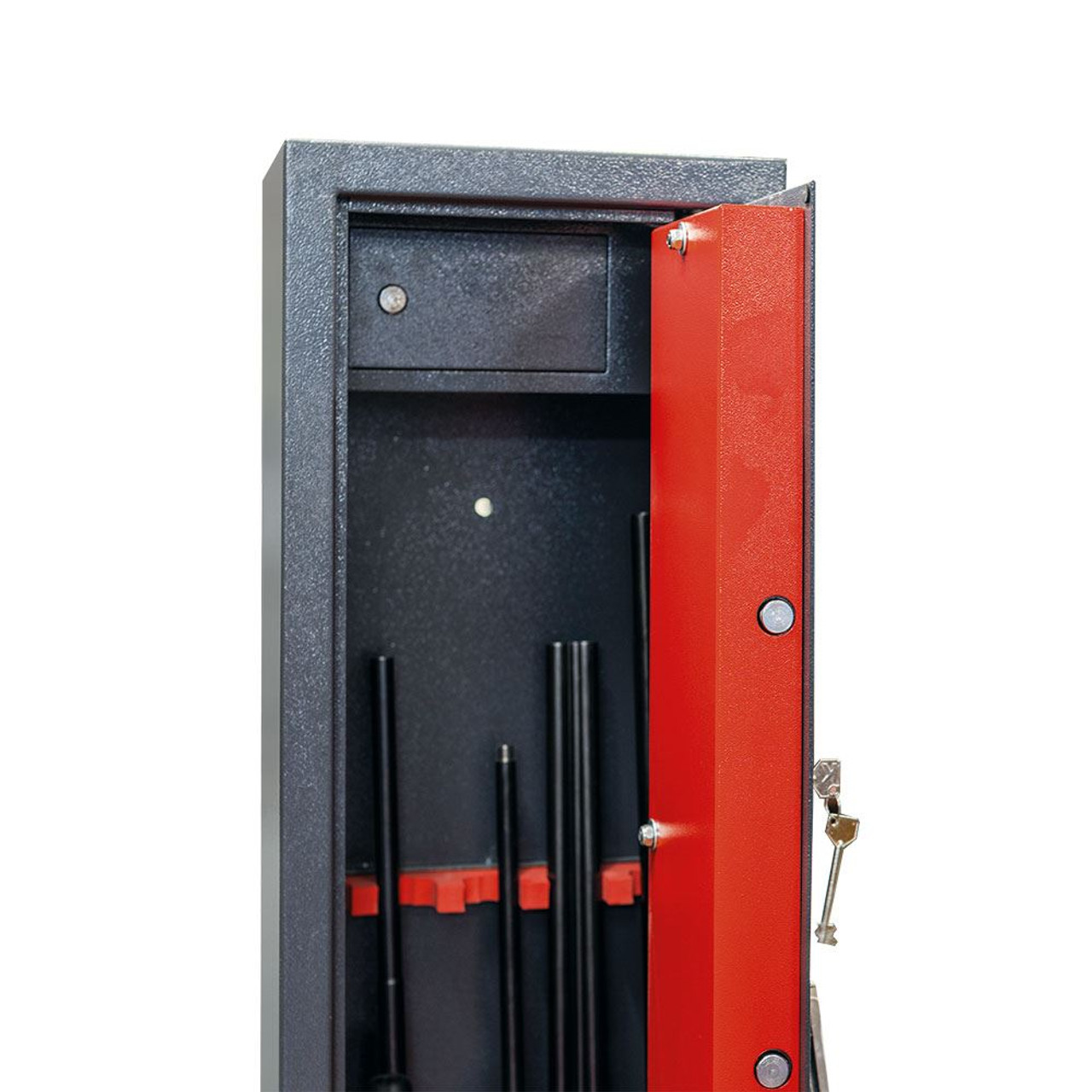 Burton Safes Pioneer 5 Gun Safe Cabinet 5 Rifles with Locking Top Box