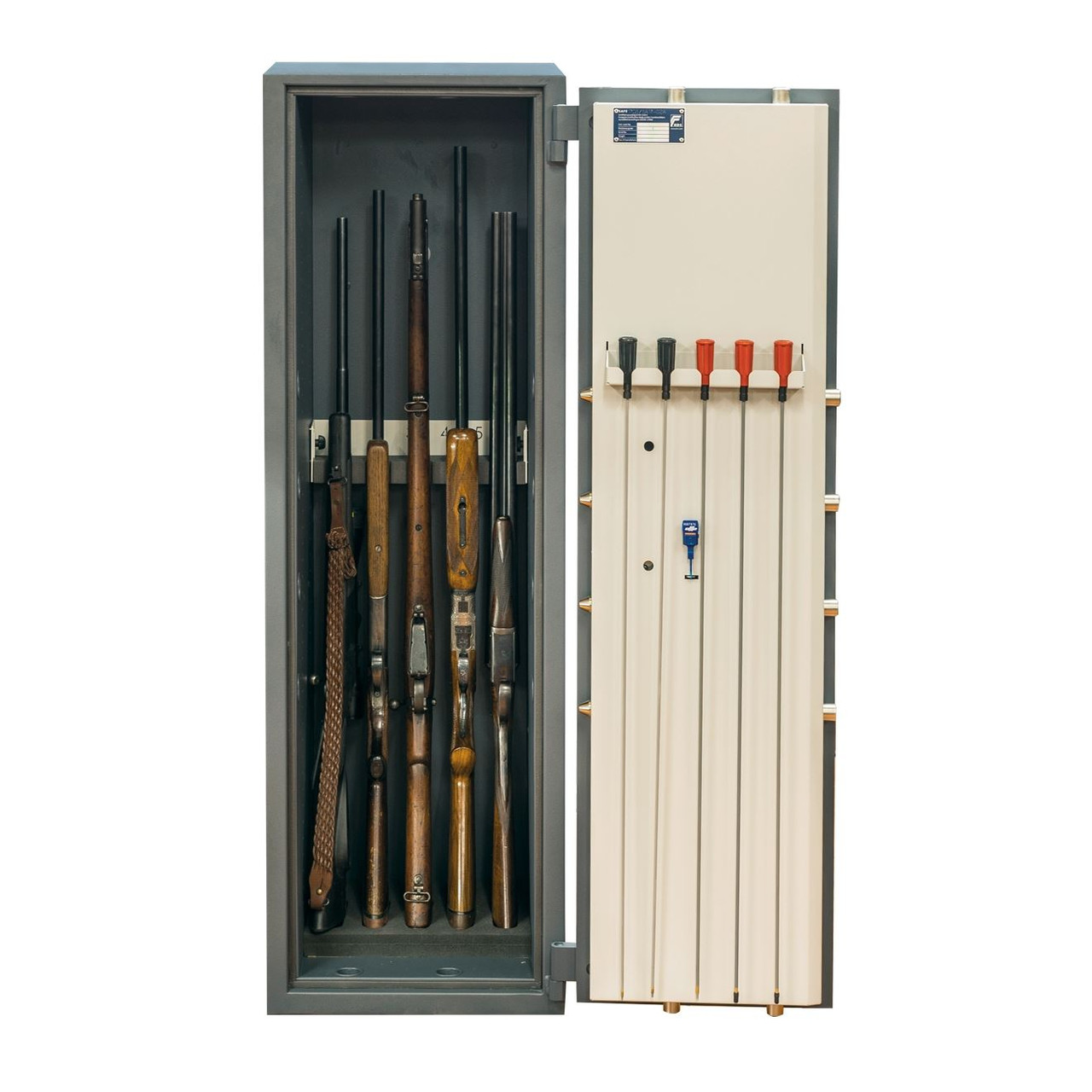 Burton Safes Gamekeeper Gold Gun Safe Cabinet for 5 Rifles with Key Entry