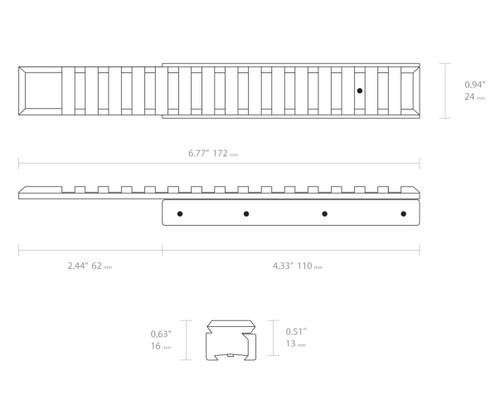 Hawke Dovetail to Picatinny Adaptor Rail 1pce Converts 9-11mm Dovetail to Weaver