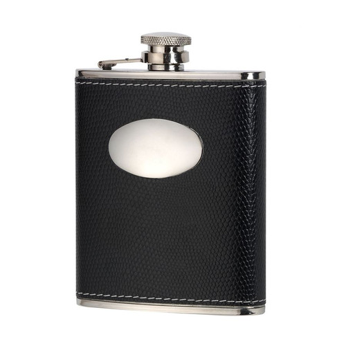 6oz stainless steel Croc Pattern Black Hip Flask