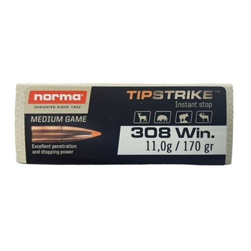 Ammo Norma Tipstrike 170gr .308 WIN 20 Rounds Ammo Norma Tipstrike 170gr .308 WIN 20 Rounds