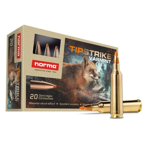 Ammo Norma Tipstrike 55gr .22-250 REM 20 rounds