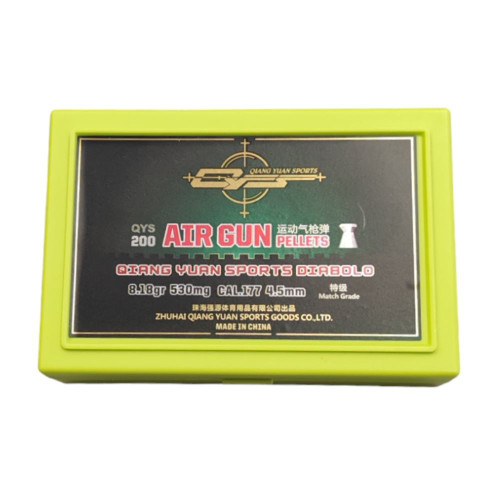 QYS Match Flat Nose .177 4.5mm 8.18gr Airgun Pellets Tin of 200