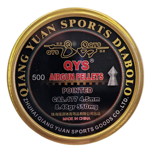 QYS Pointed Nose .177 4.5mm 8.48gr Airgun Pellets Tin of 500