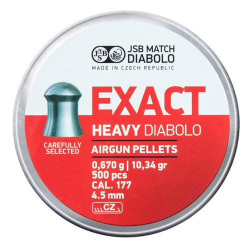 JSB Exact Heavy Diabolo .177 4.52mm 10.34gr Airgun Pellets Tin of 500