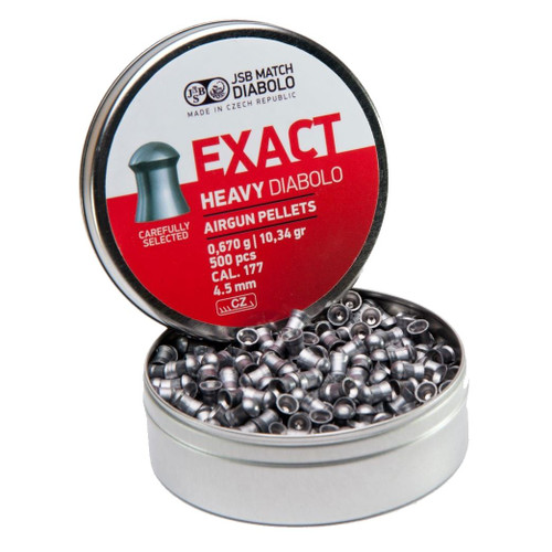 JSB Exact Heavy Diabolo .177 4.52mm 10.34gr Airgun Pellets Tin of 500