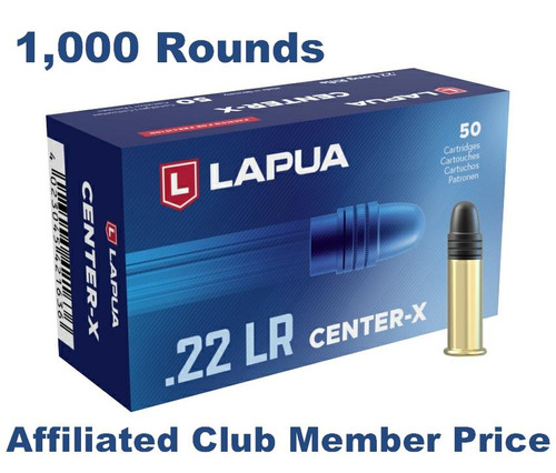 Lapua Center-X .22 LR Club Promo Price 40gr 1000 Rounds (20x Boxes of 50)