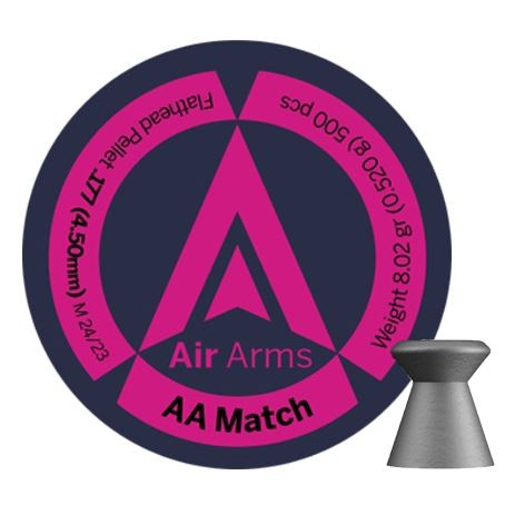 Air Arms AA Match Flathead .177 4.49mm 8.02gr Airgun Pellets Tin of 500