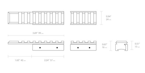 Hawke Dovetail to Picatinny Adaptor Extended Base 9-11mm 2pce