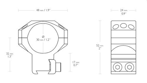 Hawke Rifle Scope Tactical Match Mounts 9-11mm High 30mm 2 piece
