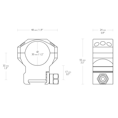 Hawke Rifle Scope Tactical Match Mounts Weaver High 30mm 2 piece