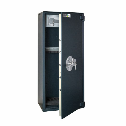 Burton Safes Gamekeeper Gold Gun Safe for 9 Rifles with Key Entry and Ammo Box