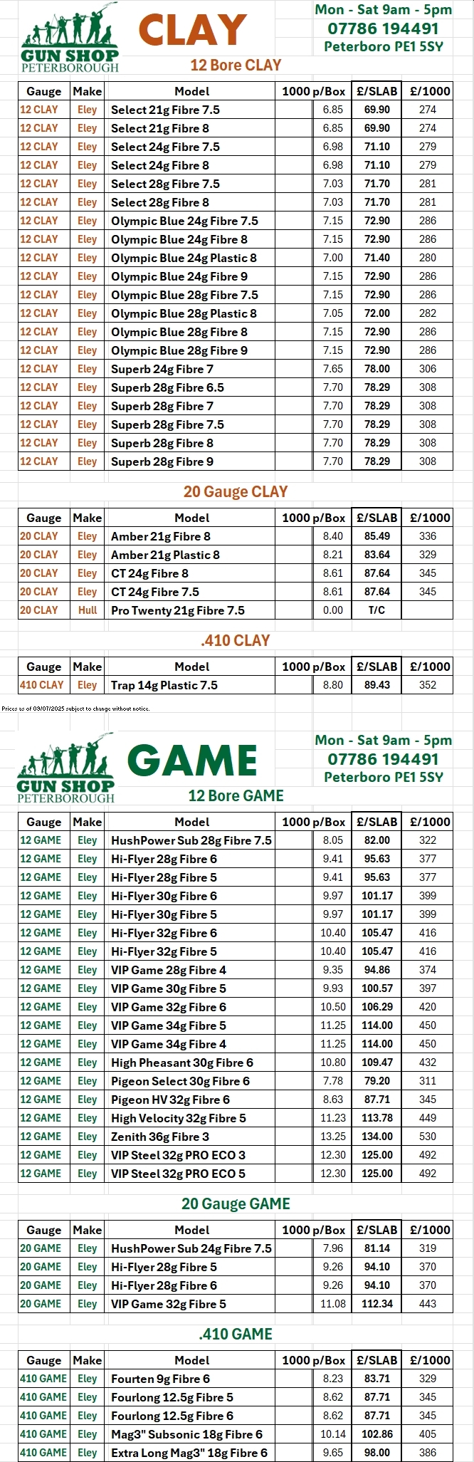Eley Cartridges Sale