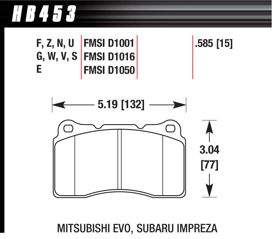 Hawk Performance Street Brake Pads (4) - HAWHB453N585