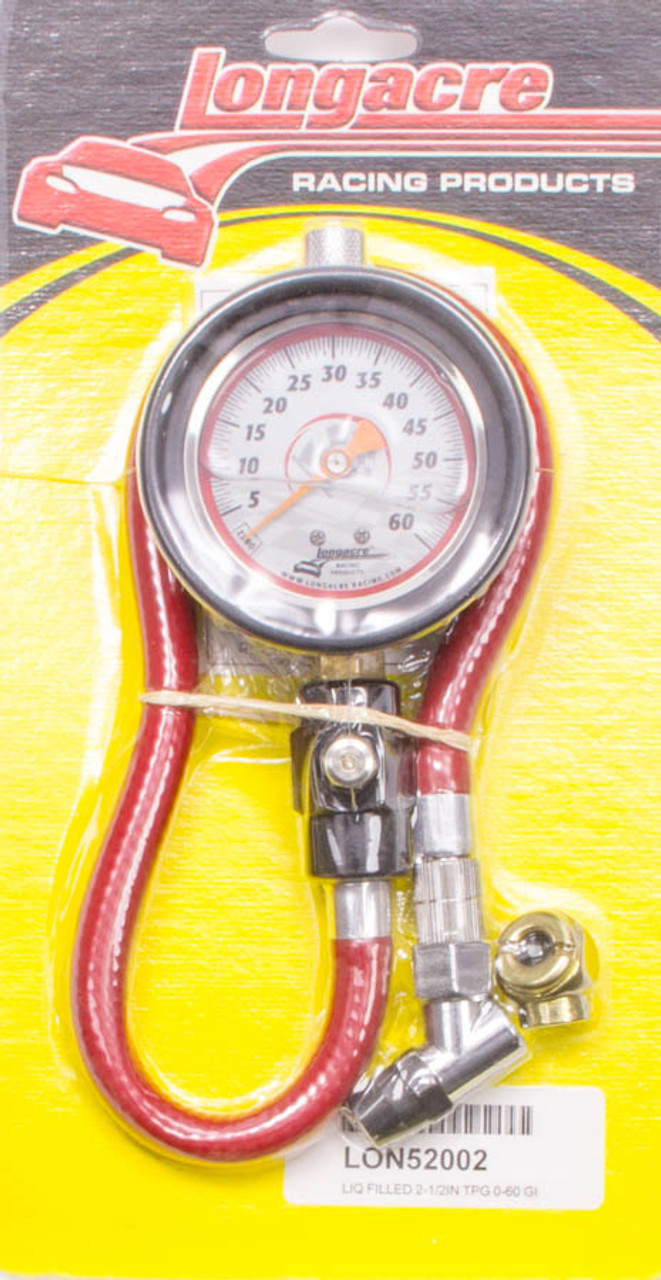 Longacre Tire Gauge 0-60PSI 2.5in GID Liquid Filled - LON52-52002